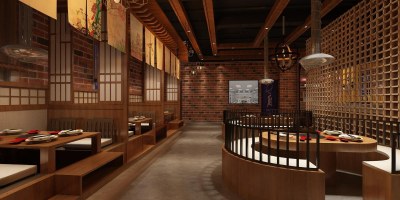 日式餐厅3D模型下载